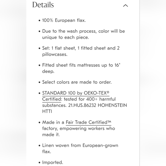 West Elm European Flax Linen Sheet Set Frost Gray, Size King, Retail $309.00US - Picture 14 of 16